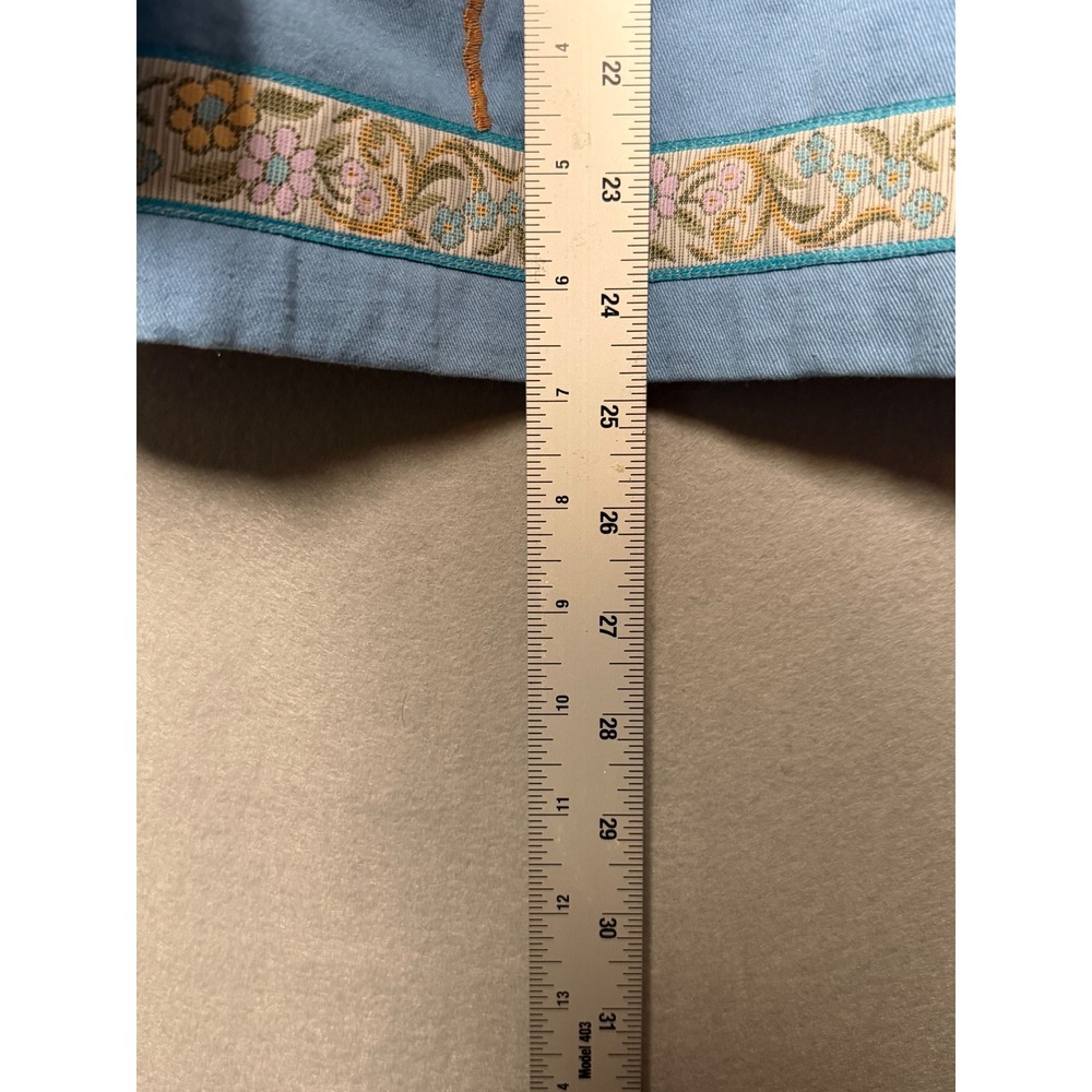 Tantrums Vintage Blue Floral Embroidered Cotton Jacket Ribbon Trim Womens Medium - Picture 5 of 6